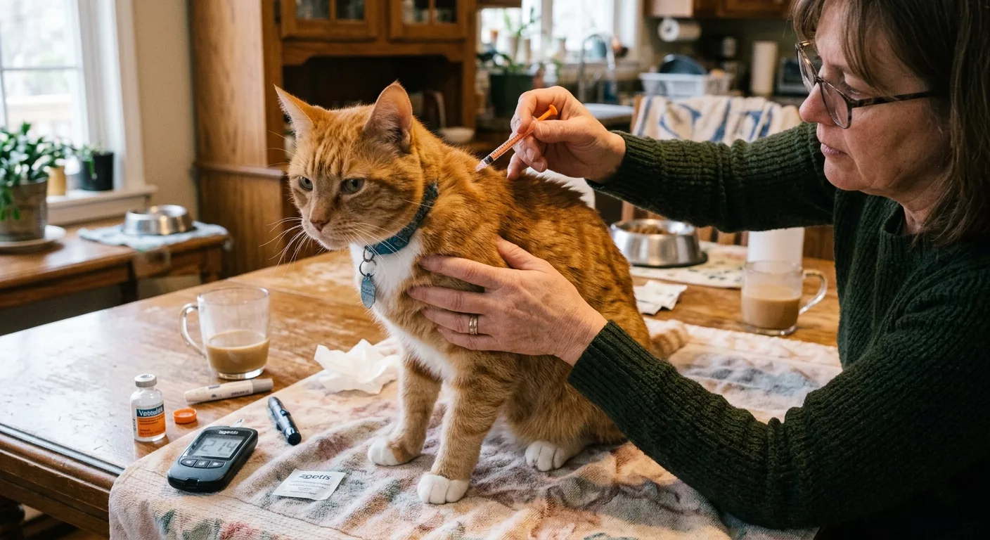 chat diabétique roux, piqure insuline